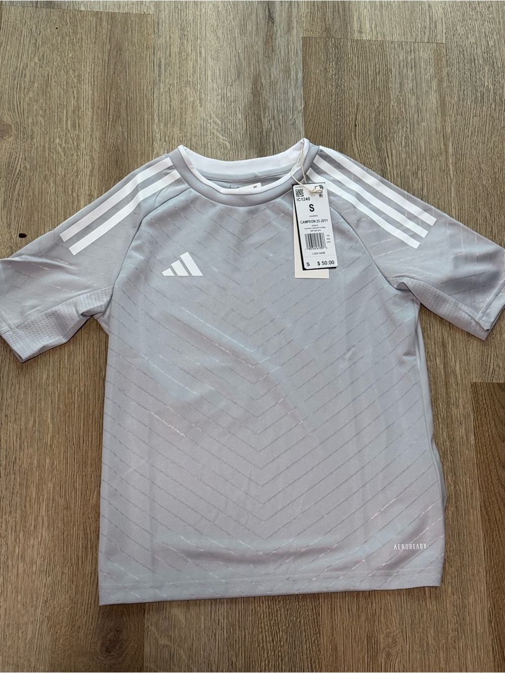 adidas Light Gray Kids Short Sleeve Training Jersey